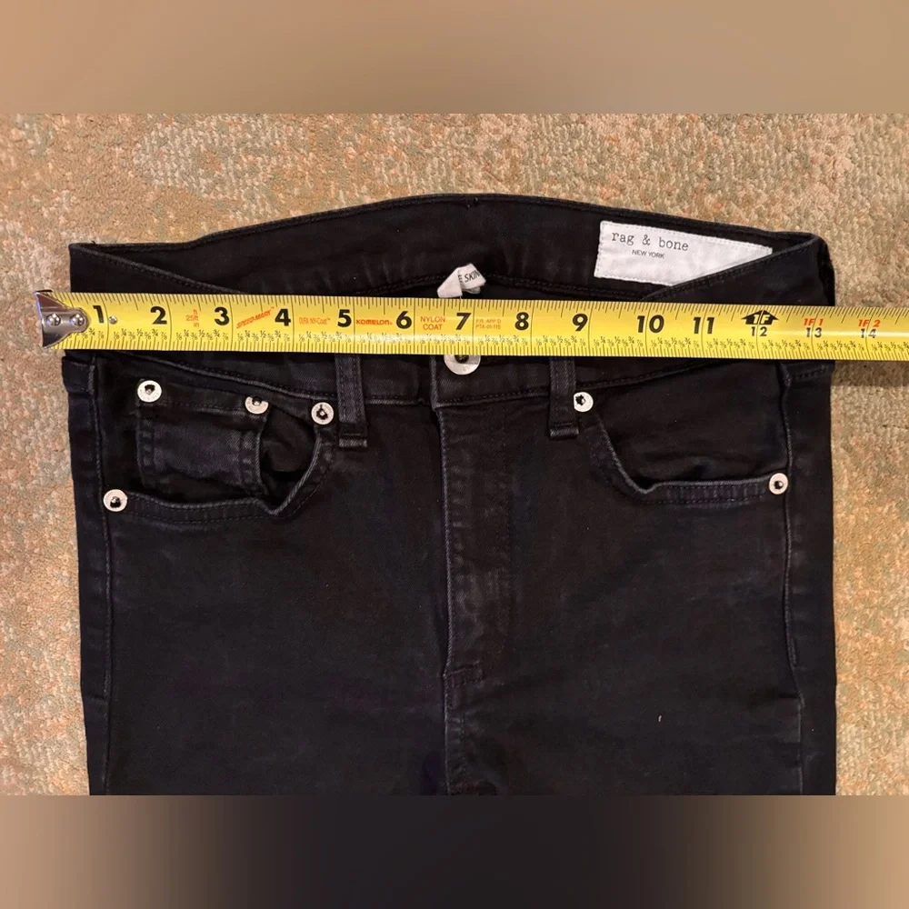 rag & bone Ankle Skinny Jeans Women’s 27 Black Raw Hem Stretch Denim